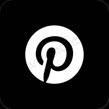 Estetic negru Pinterest pictogramele aplicației