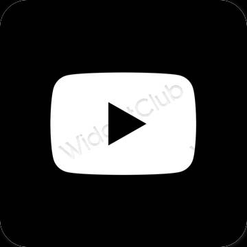 Estético Preto Youtube ícones de aplicativos