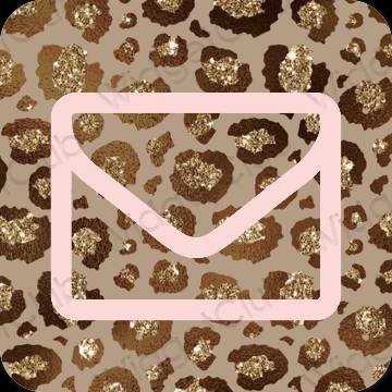 Estetik merah jambu pastel Mail ikon aplikasi
