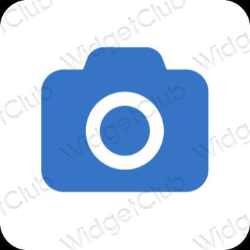 Estetik biru neon Camera ikon aplikasi