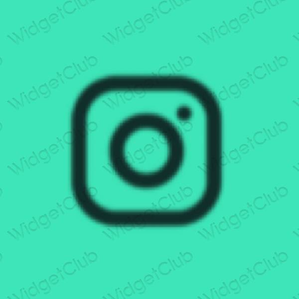 Естетичен неоново синьо Instagram икони на приложения