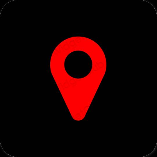 Estético Preto Map ícones de aplicativos