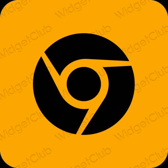 Aesthetic orange Chrome app icons