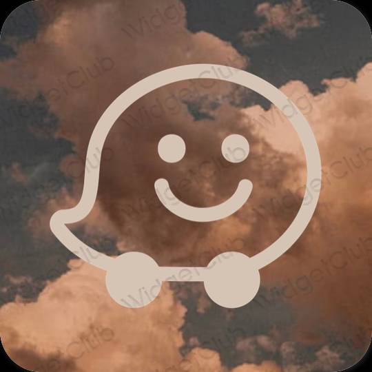 Stijlvol beige Waze app-pictogrammen