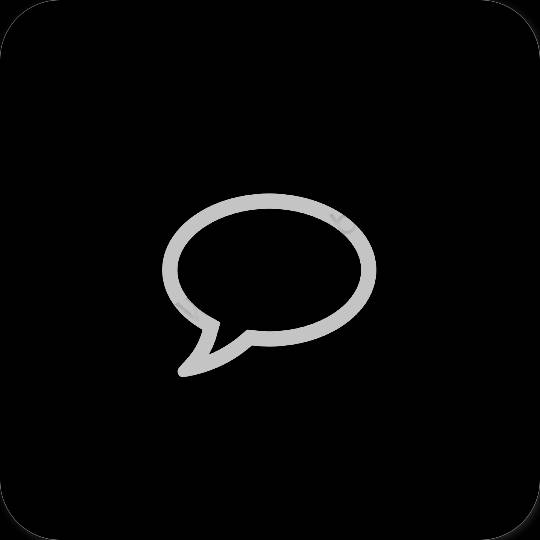 Естетичен черен Messages икони на приложения