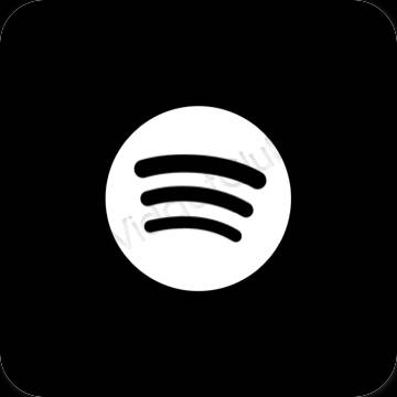 Estetické čierna Spotify ikony aplikácií