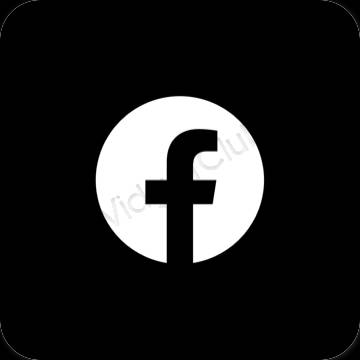 Estético negro Facebook iconos de aplicaciones