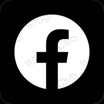 Estetické čierna Facebook ikony aplikácií