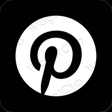 Estetik hitam Pinterest ikon aplikasi