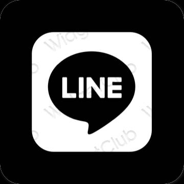 Estético negro LINE iconos de aplicaciones