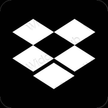 Esthétique noir Dropbox icônes d'application