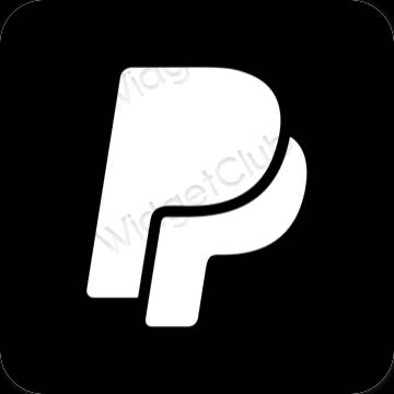 Estético Preto Paypal ícones de aplicativos