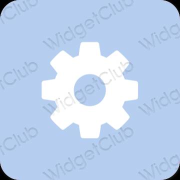 Estetsko pastelno modra Settings ikone aplikacij