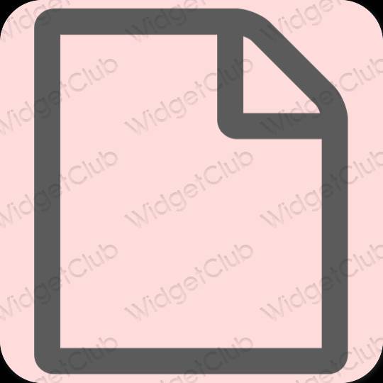 Αισθητικός παστέλ ροζ Notes εικονίδια εφαρμογών
