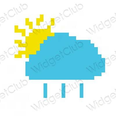 Estetyka niebieski Weather ikony aplikacji