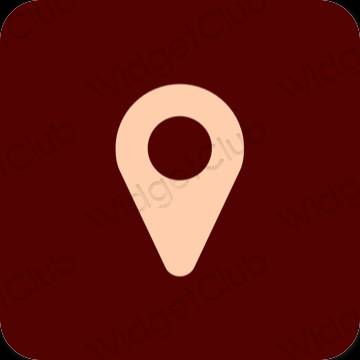 Ესთეტიური ყავისფერი Google Map აპლიკაციის ხატები