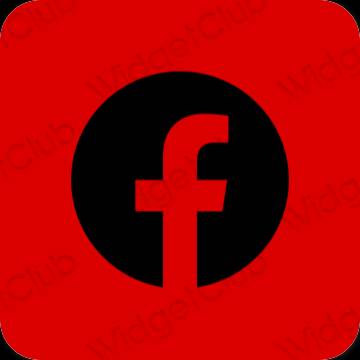 Estetický Červené Facebook ikony aplikací