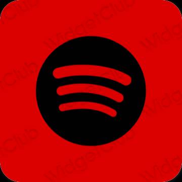 Estetický Červené Spotify ikony aplikací