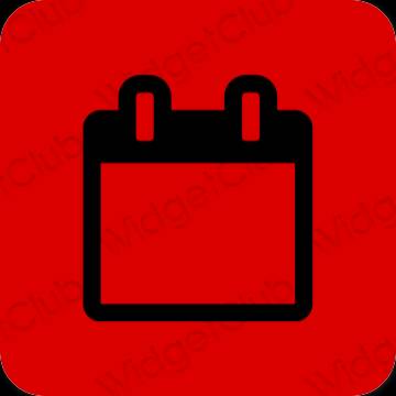 Estético rojo Calendar iconos de aplicaciones