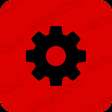 Estético rojo Settings iconos de aplicaciones