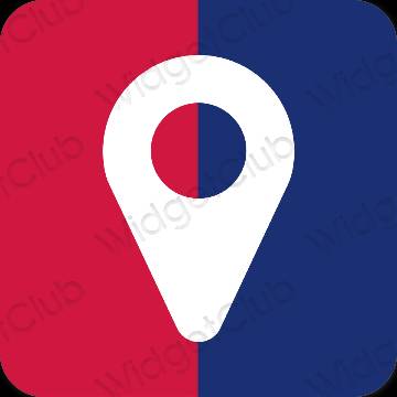 زیبایی شناسی رنگ بنفش Google Map آیکون های برنامه