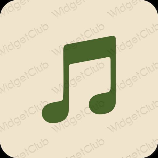 جمالي اللون البيج Apple Music أيقونات التطبيق