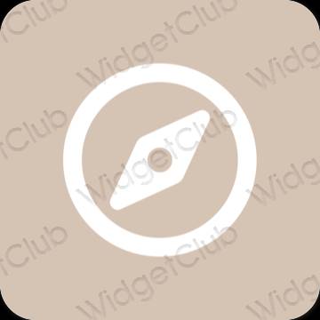 Estetický béžový Safari ikony aplikací