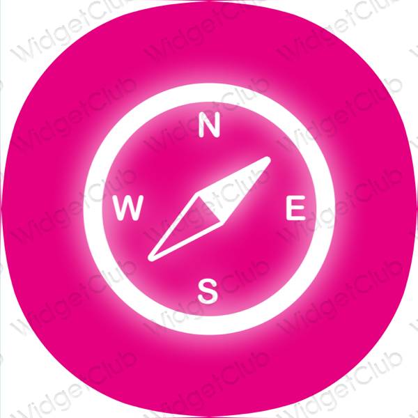 Aesthetic neon pink Safari app icons