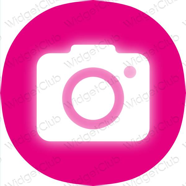 Aesthetic neon pink Camera app icons