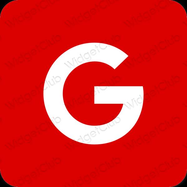 Esteettinen punainen Google sovelluskuvakkeet