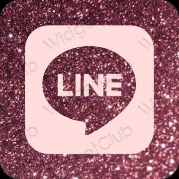 Estetic roz LINE pictogramele aplicației