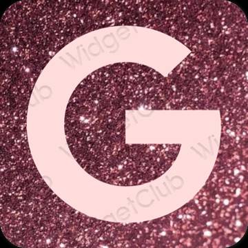 Estetis merah muda pastel Google ikon aplikasi