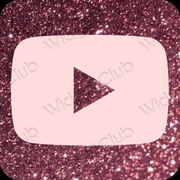 Estetis merah muda pastel Youtube ikon aplikasi