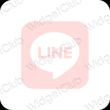Estetik merah jambu pastel LINE ikon aplikasi