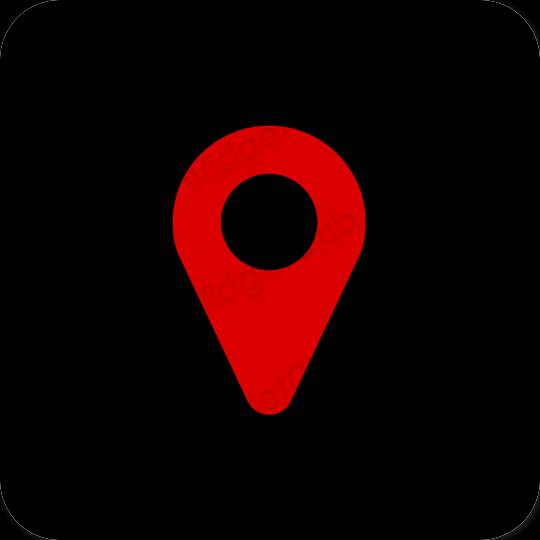 Thẩm mỹ đen Google Map biểu tượng ứng dụng