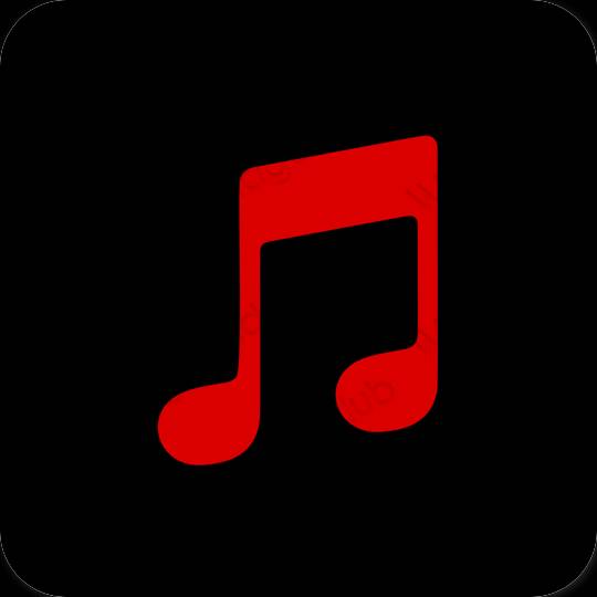Estetic negru Apple Music pictogramele aplicației