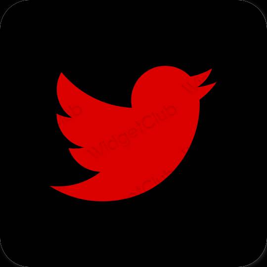 Estetyka czarny Twitter ikony aplikacji