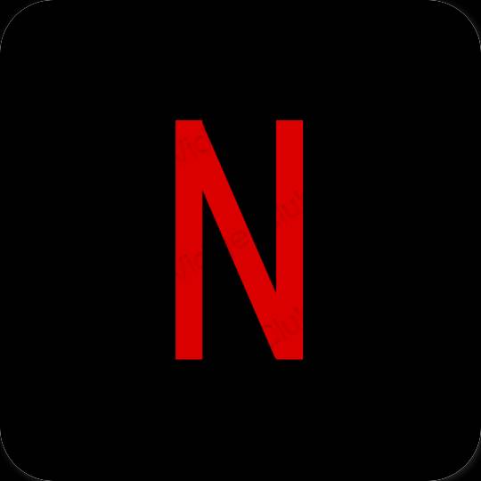Естетичний чорний Netflix значки програм