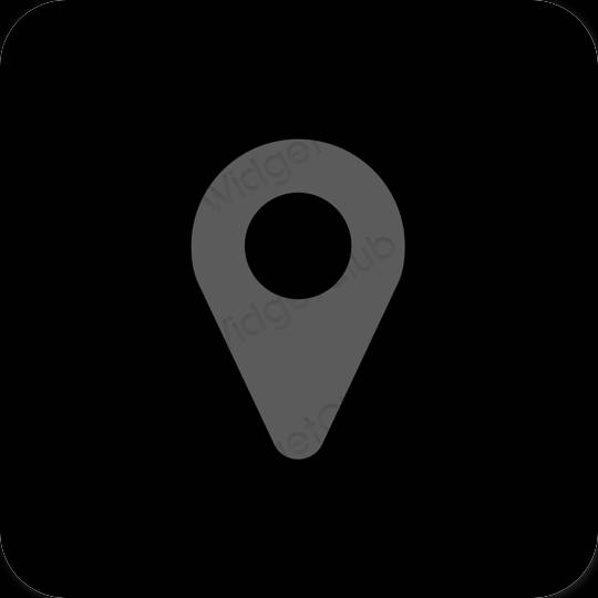 审美的 黑色的 Google Map 应用程序图标