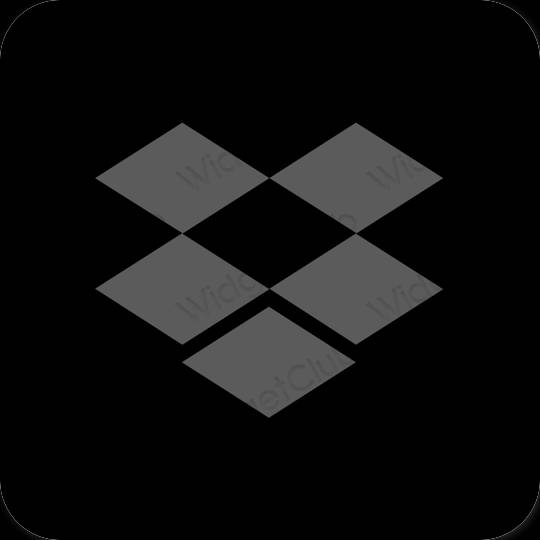 Esztétika fekete Dropbox alkalmazás ikonok