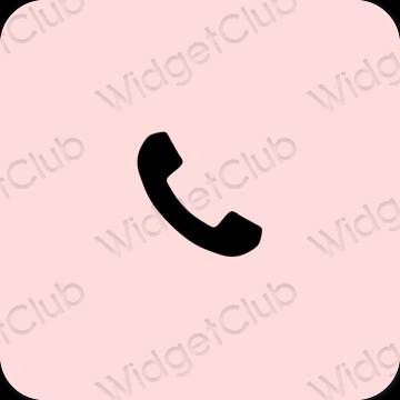 Estetik merah jambu pastel Phone ikon aplikasi