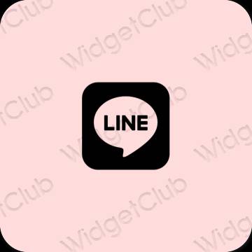 Estetis merah muda pastel LINE ikon aplikasi
