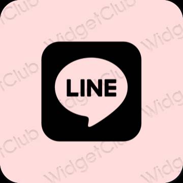 Thẩm mỹ màu hồng nhạt LINE biểu tượng ứng dụng