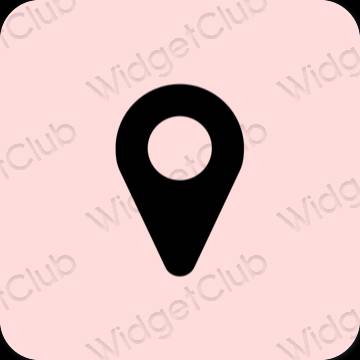 Estetsko pastelno roza Google Map ikone aplikacij