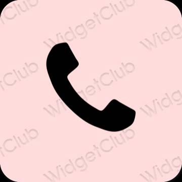 Estetik merah jambu pastel Phone ikon aplikasi