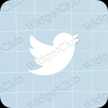 Estético azul pastel Twitter iconos de aplicaciones