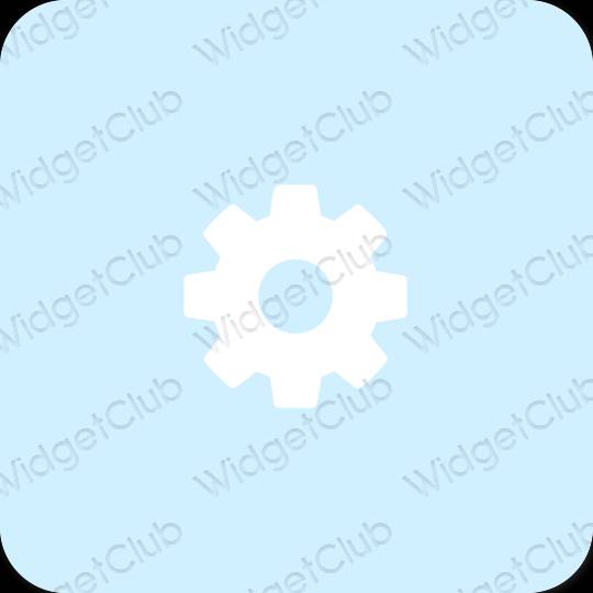 Estético azul pastel Settings iconos de aplicaciones
