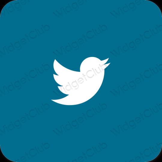 Æstetisk blå Twitter app ikoner