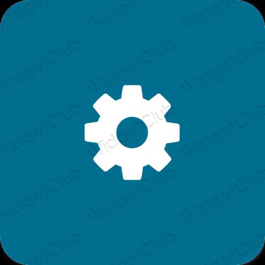 Estético azul Settings ícones de aplicativos