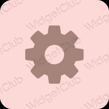 Estetik merah jambu pastel Settings ikon aplikasi